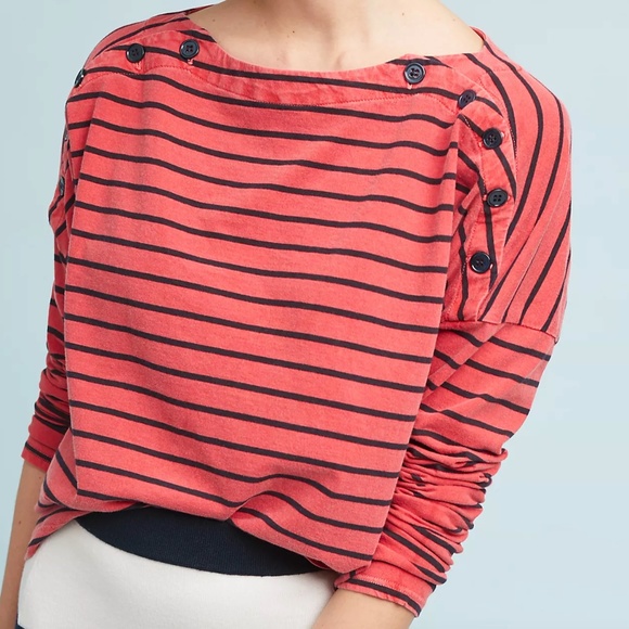 Stateside via Anthropologie Boat Neck Stripe Top - Picture 1 of 7